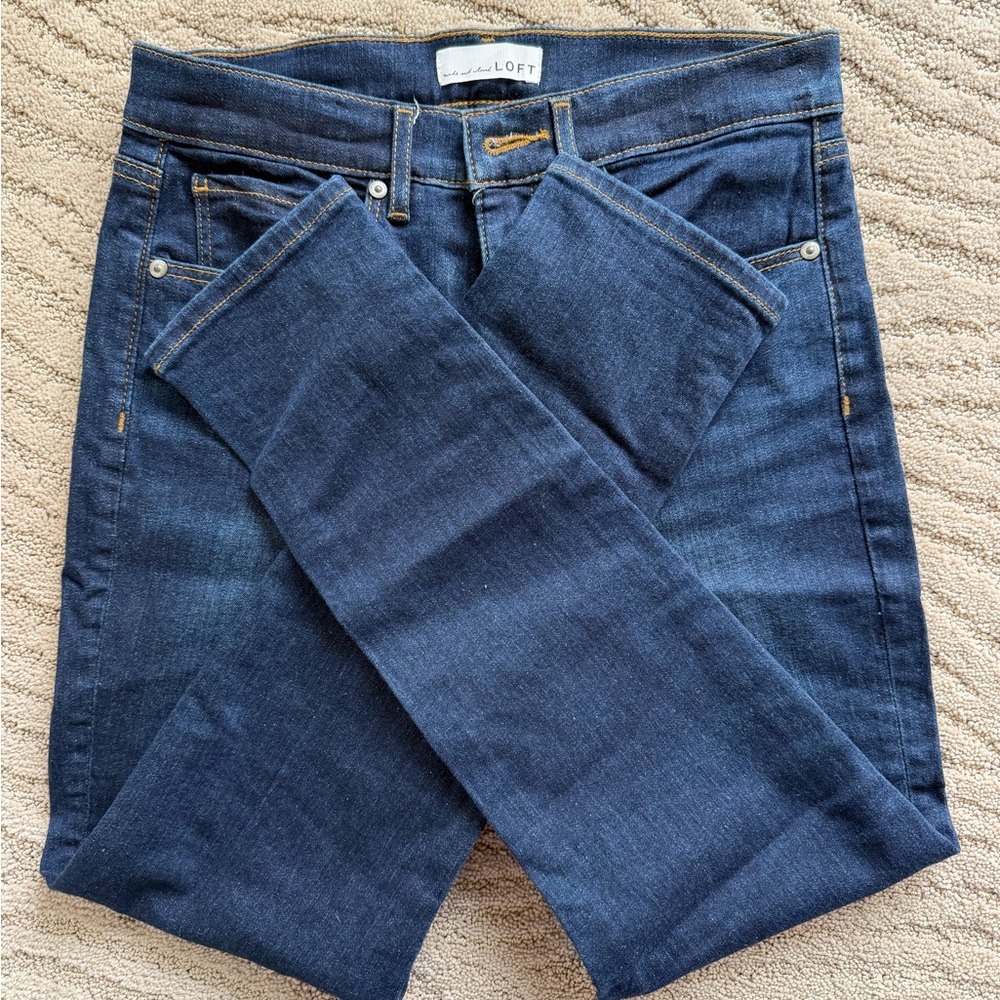 LOFT Women's The Skinny Dark Blue Denim Jeans